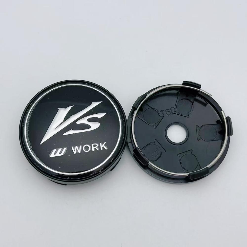 4pcs 60MM ( 56MM I.D ) VS W Work Logo Emblem Badge Car Wheel Center Caps Auto Rim Dust Cover Wheel Hub Hubcaps Car Accessories