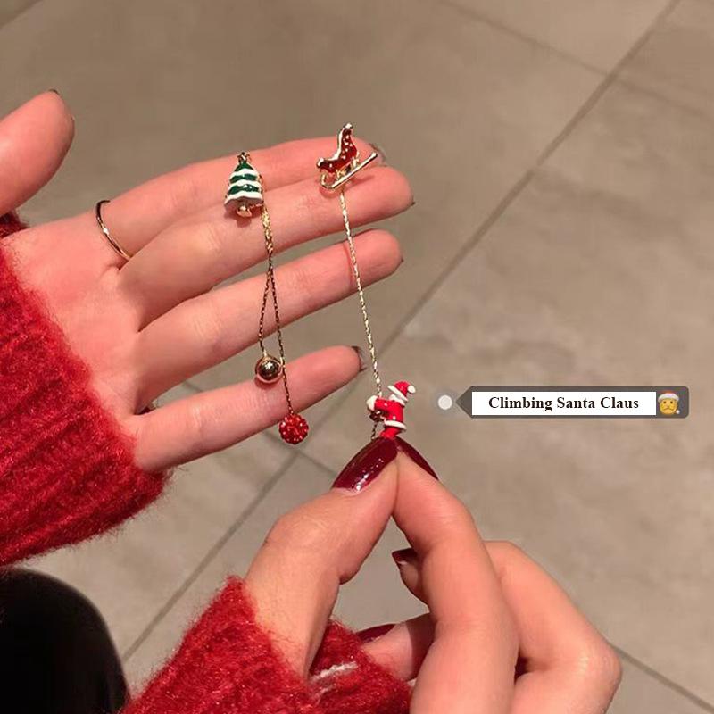 Fashion Christmas Tree Climb Santa Claus Earrings Snowflake Drop Dangle Tassel Women Christmas Jewellery Gift