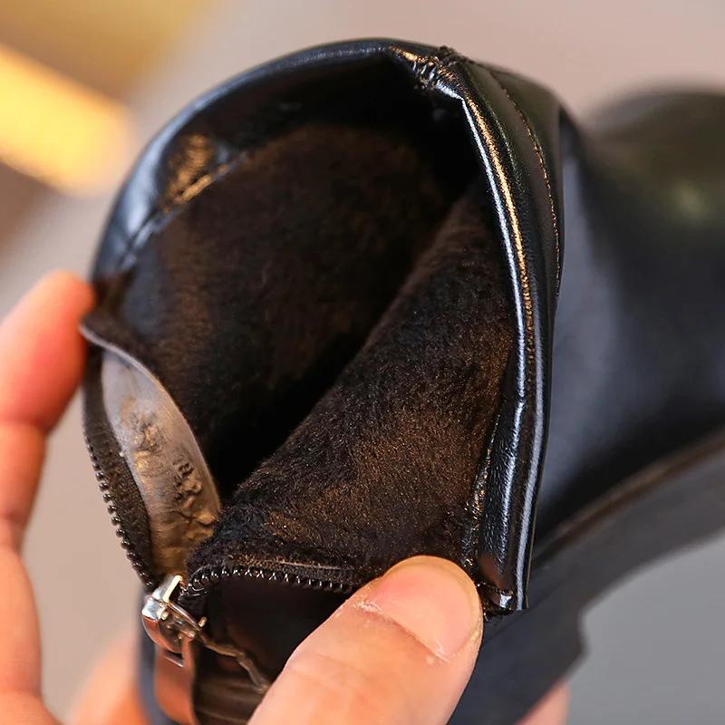 Kids Ankle Boots Retro British Style 2024 Winter New Fashion Boys Girls Short Boots Non-slip Children Leather Boots Soild Color