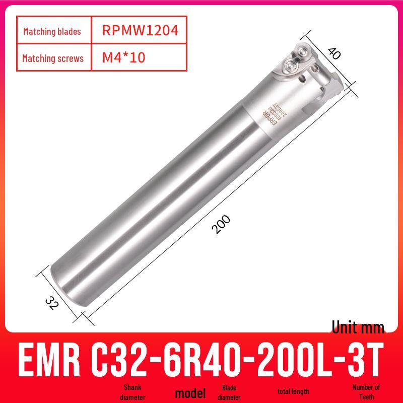 Shockproof EMR CNC Milling Cutter Holder - Round Nose, Bull Nose & Flat Machining Extensions (R4, R5, R6)