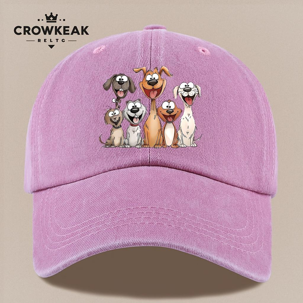 pc Cheerful Cartoon Dog Family Design Printed Casual Baseball Cap Lightweight Comfortable And Breathable Adjustable Size fo