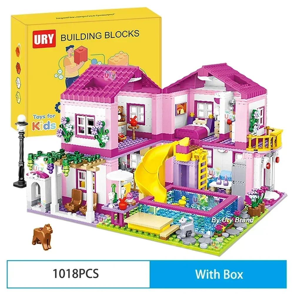 Friends City House Summer Holiday Villa Castle Building Blocks Sets Figures Swimming Pool DIY Toys for Kids Girls Christmas Gift