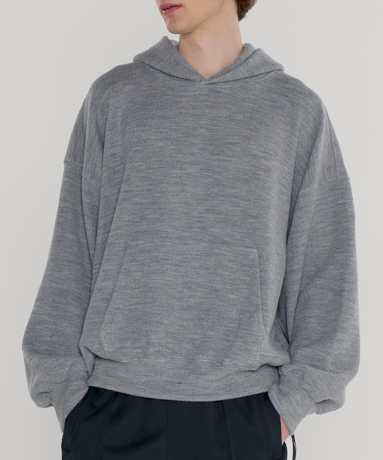Intersection Drape Knit Hoodie [Gray] Gray 1