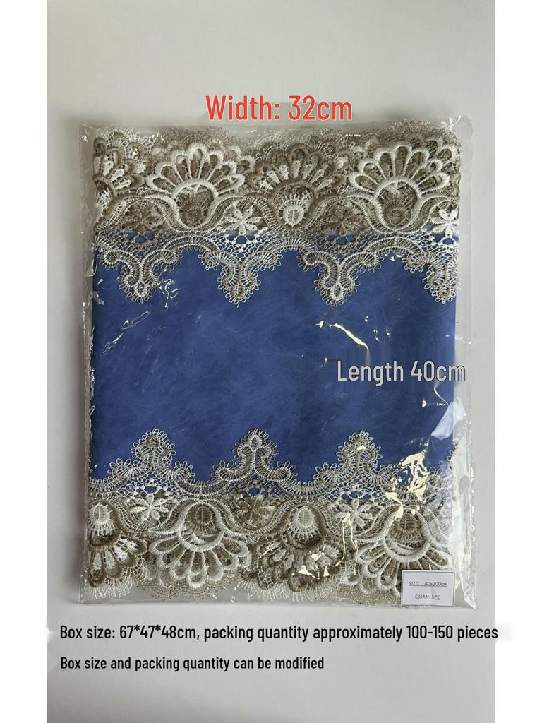 Waterproof & Oil-Proof PU Lace Table Runner - American Light Luxury Design for Dining Table or Shoe Cabinet