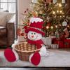Christmas Candy Basket Santa Snowman Rattan Straw Woven Desktop Ornament Fruit Holder Holiday Decor Home Office Bar KTV