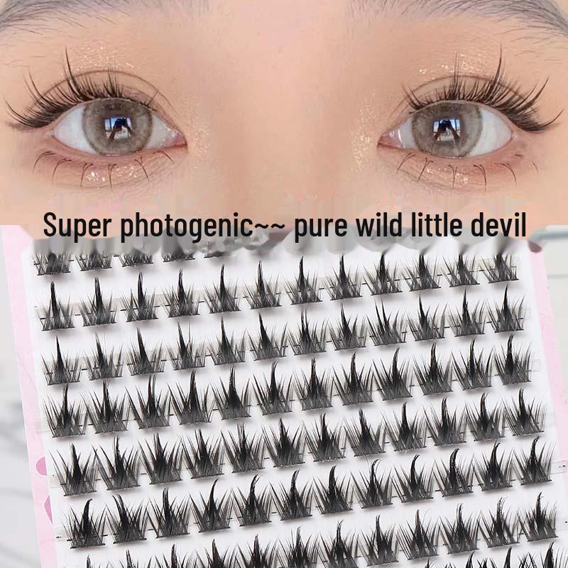 "Small Flame Lower Lash Clusters: Natural-Look False Eyelashes with Transparent Band"