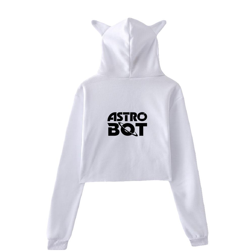 New Astro Bot Pullover Girls Casual Cat Cropped Hoodies Female Long Sleeve Sweatshirts Crop Top Women's Hoodie Sexy Tops
