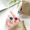 Schmuck Kupferboden Vergoldet Simulation Roter Korund Rund Retro Leichter Luxus Ring Weiblich 16Mm