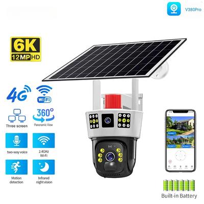 2024 New 12MP Solar Camera 4G Sim Card Outdoor WiFi IP Wireless PIR Human Detection HD Color Night Vision Monitor CCTV Surveillance Cameras