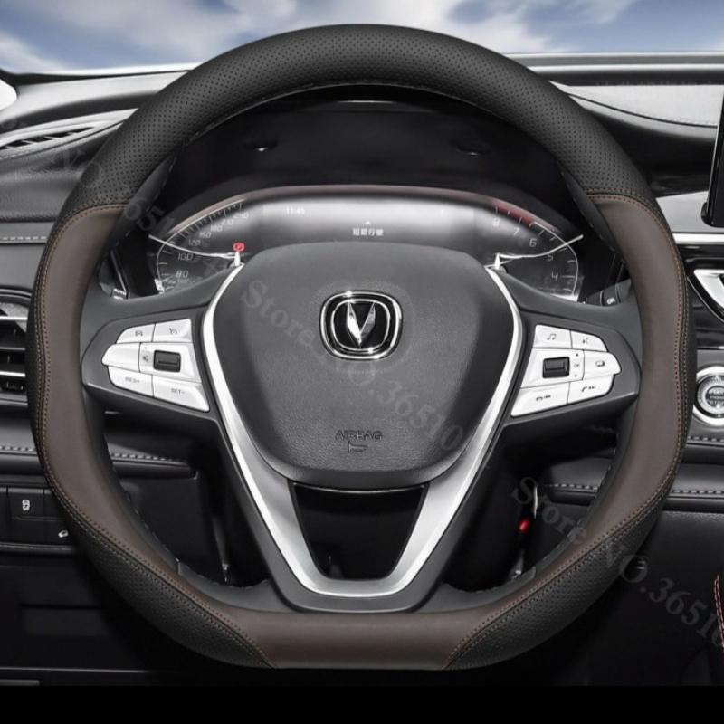 Auto Steering Wheel Cover Leather Ultrathin Breathable Car Interior Handle Covers For Changan CS75 Plus 1st 2nd 3rd 4th Gen