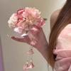 Elegant Design Flower Hairpin Pink Floral Headdress Tassel Hanfu Hair Accessories  Party Wear
