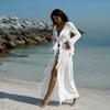 Spring and Summer New Women's Vacation Style Long-sleeved Lace Cardigan Dress, Beach Bikini Sunscreen Blouse