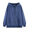 Solid Color Zipper Hooded Sweater Women's Autumn and Winter Versatile Korean Version Loose Cardigan Top Thickened Velvet Jacket