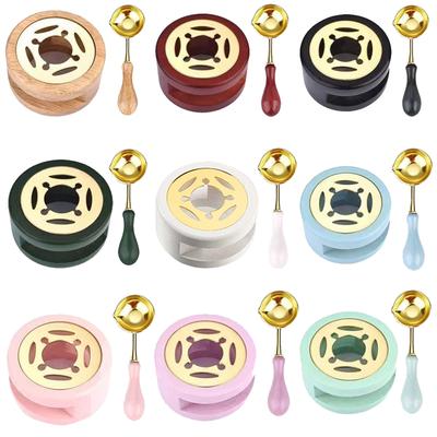 1 SET Retro Holzgriff Siegelwachsofen Ofen Topf Siegelwachs Set Siegelwachslöffel für Siegelhandwerk Geschenkstempel Sellos SB002