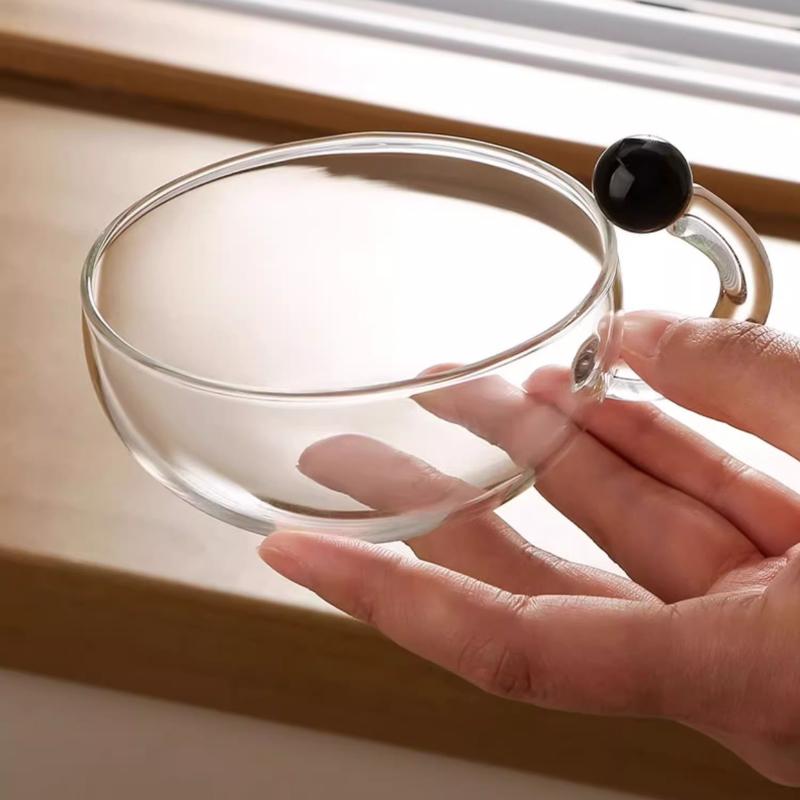 Nordisk Stil Rottehale Glass Tekanne Sett, Varmebestandig Gjennomsiktig Glass Tekanne med Filter Te Brygging, Tesett, Tekopp med Håndtak