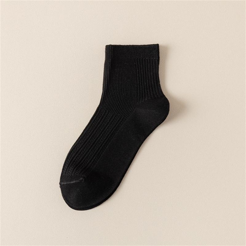 Solid Color Men Sock Spring Autumn Casual Basic Stocking Vertical Stripes Breathable Comfortable Casual Sports Socking