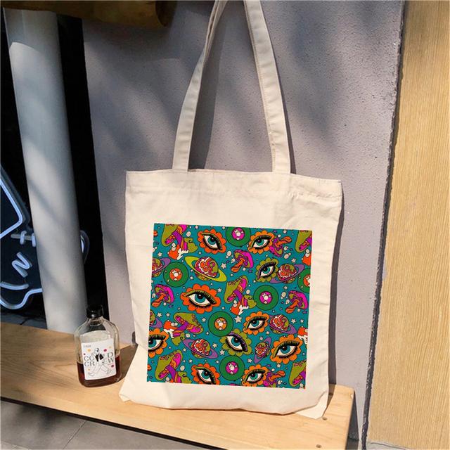 Einkaufstasche einseitige Strand-Canvas-Tasche Umhängetasche große Kapazität Handtasche 2022 neu retro Kunst Cartoon kawaii lässig niedlich Bolsas
