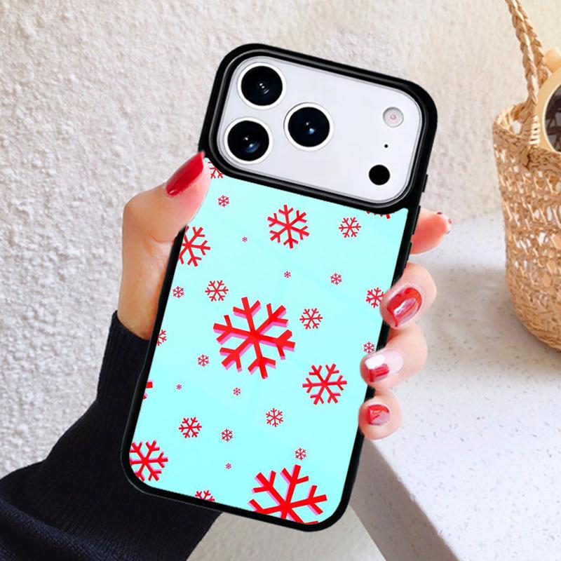 Winter Snowflakes Red Phone Case For iPhone 17 Air 16 15 14 13 12 11 Pro Max Plus