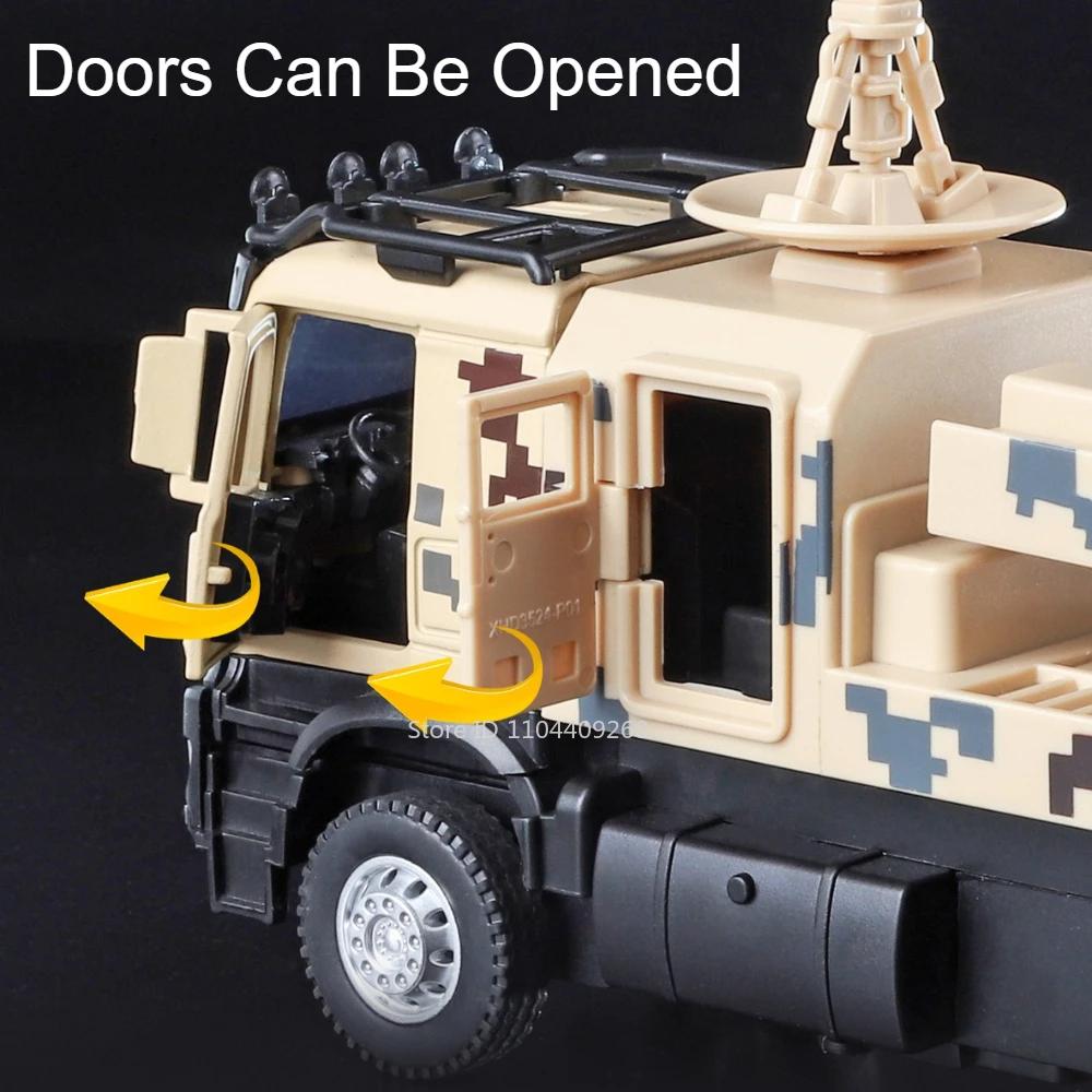 1:32 Military ATTACK-11 Drone Launch Car Tank Transport Model Toy Diecast Metal Doors Opened Sound Light Models for Kids Gifts