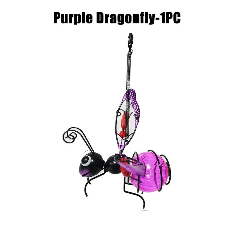 Solar Iron Insect Statue With LED Fairy Light Outdoor Waterproof Hanging Tree Ornament For Fence Yard Courtyard Garden Art Decor