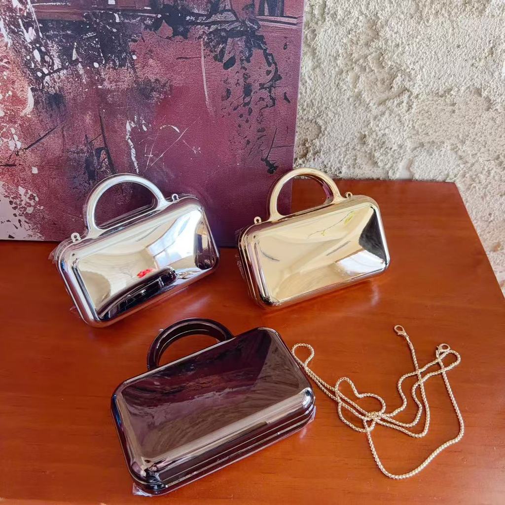 Acrylic Square Chain Handbag With Magnetic Closure For Daily Casual Use