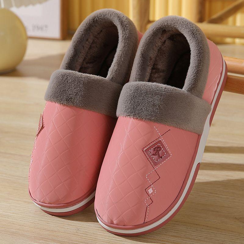 Winter Cotton Slippers Men's Bag and Warm Home Couple Indoor Anti Slip Thick Sole Dormitory Cartoon Hairy Shoes Women