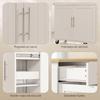 Kitchen Island, Fold-Down Countertop, Casters, 2 Drawers, Soft-Close Doors, Towel Rack, White