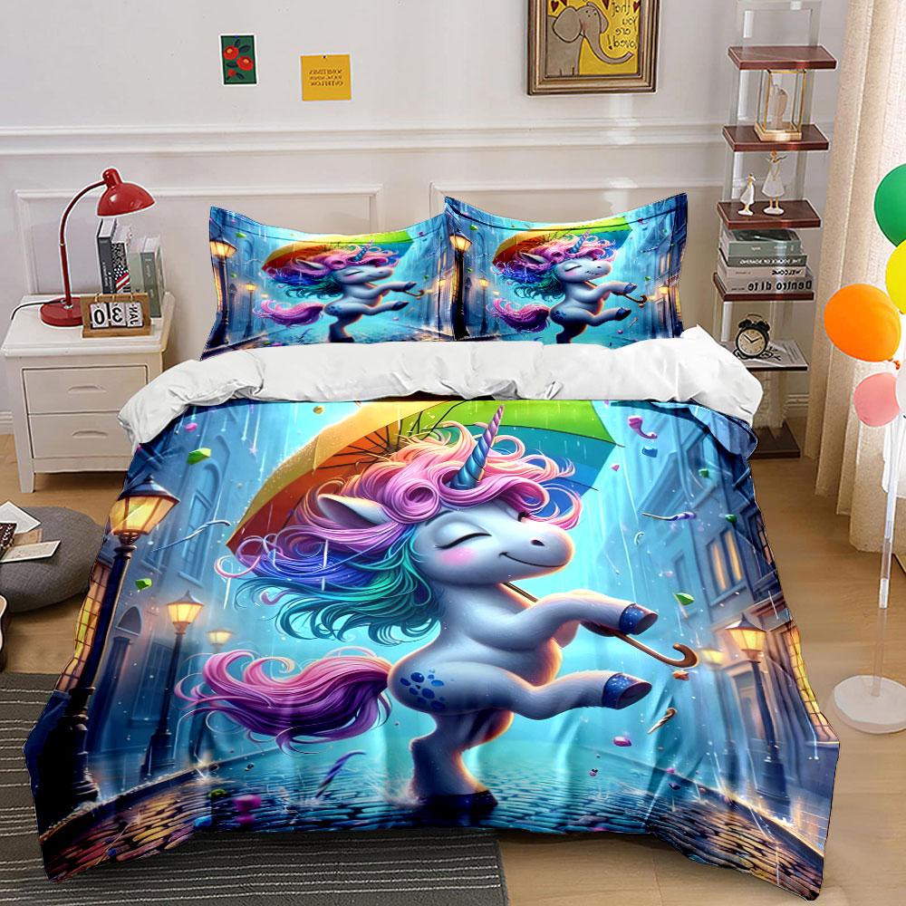 """Buntes Einhorn Bettwäscheset" Bettwäsche Bettbezug-Set Bettbezug Kissenbezüge""" (1 * Bettbezug 2 * Kissenbezüge, ohne Bettdecke)