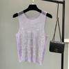 Rhinestone Mesh Vest: Sparkling Diamond Sleeveless Top for Women