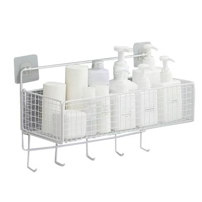 Wall Mount Storage Basket Multifunctional Iron Wall Hanging Organizer Rack with Hook for Kitchen
