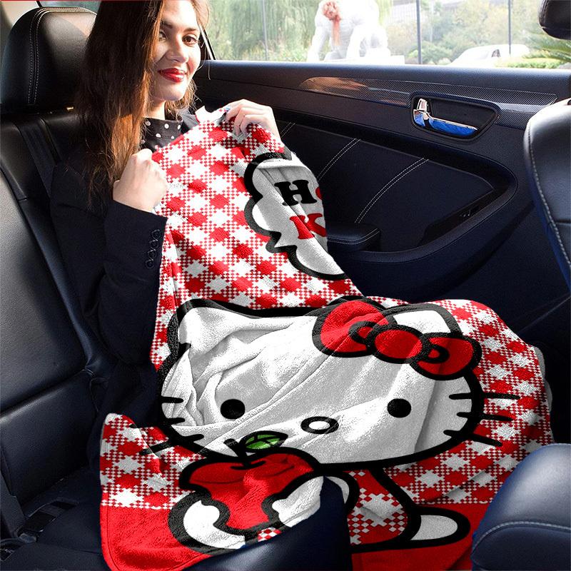1pc. Hello Kitty Red Checkered Outdoor Blanket - Perfect for Home Decor, Office Use, Gifts, and Al