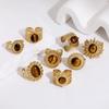 Metal Finger Open Rings Gold Color Geometric Rings Vintage Tiger Eye Stone Ring  Women