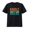 Vintage Retro Funny Easily Distracted By Rocks Geology Rock Lover Print Casual T Shirt Vintage Washed Unisex Breathable