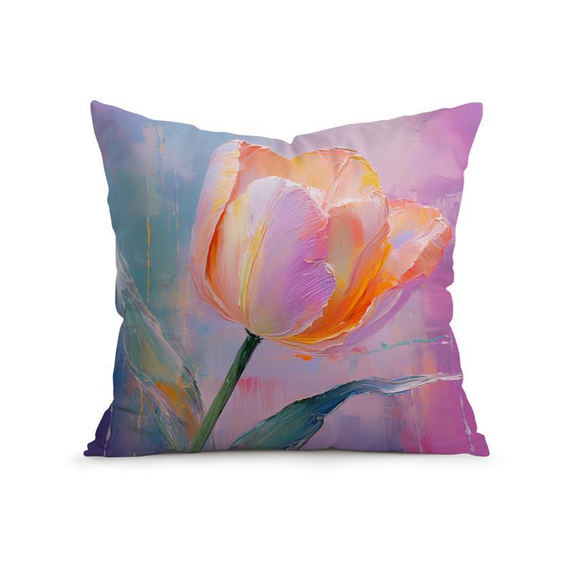 Abstract Tulip Oil Painting Cushions Pillowcase Printed Polyester 45X45Cm Throw Pillow Cover Decorative Sofa Cushion Pillowslip