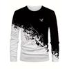 Spring Autumn Men Clothes Fashion Long Sleeve Round Neck Casual T Shirt Men Sport 3D Digital Print Street Style Sport Tops