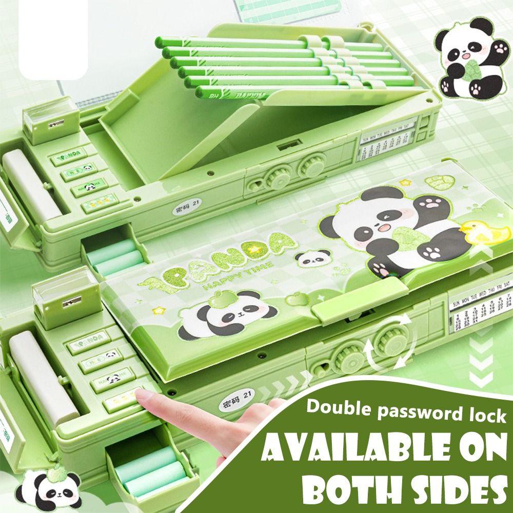 with Combination Lock Stationery Box Double Layer Mechanical Pen Box Pen Bag  Students