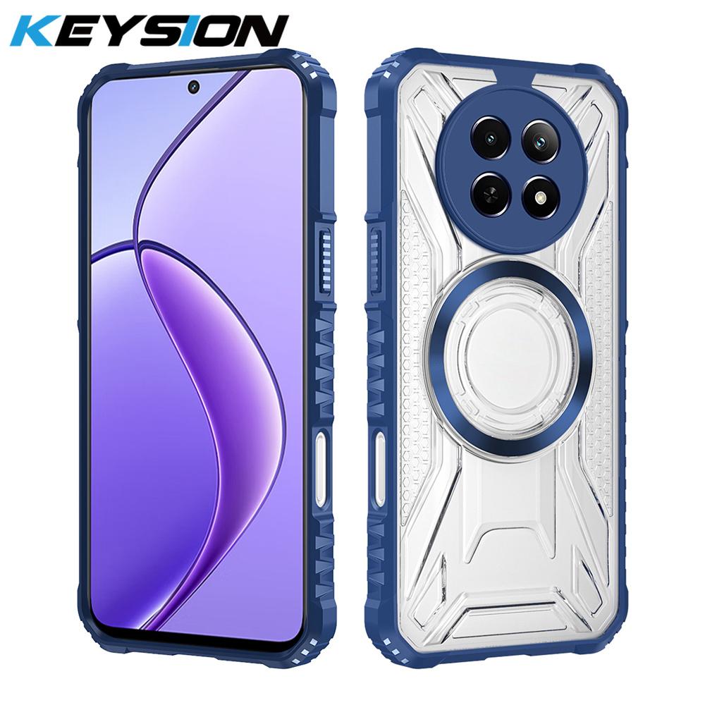 KEYSION Husă Magnetică Transparentă pentru Realme 13 5G 12 12X 5G Rezistentă la Șocuri Husă Spate Telefon pentru OPPO Realme 11 5G 11X 5G