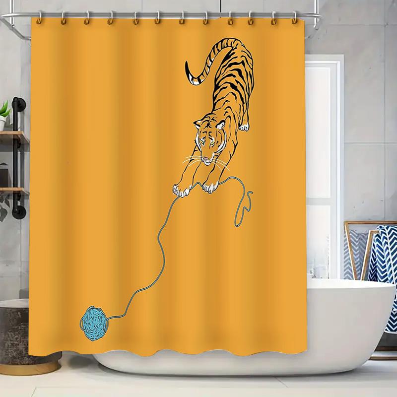 

Cat Kitten Yarn Ball Shower Curtain Cute Pet Animal Bathroom Decor Waterproof Liner Vintage Home Decor W60H190(CM)-1 Pcs
