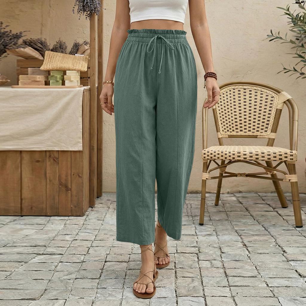 Womens Palazzo Pants Summer Casual Flowy Wide Leg Trousers Beach Travel Vacation Outfits