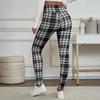 Women Pants High Elasticity Leggings Plaid Print Thickened Velvet Lining Warm Winter Bottoms Body Curve Yoga Sports Wear