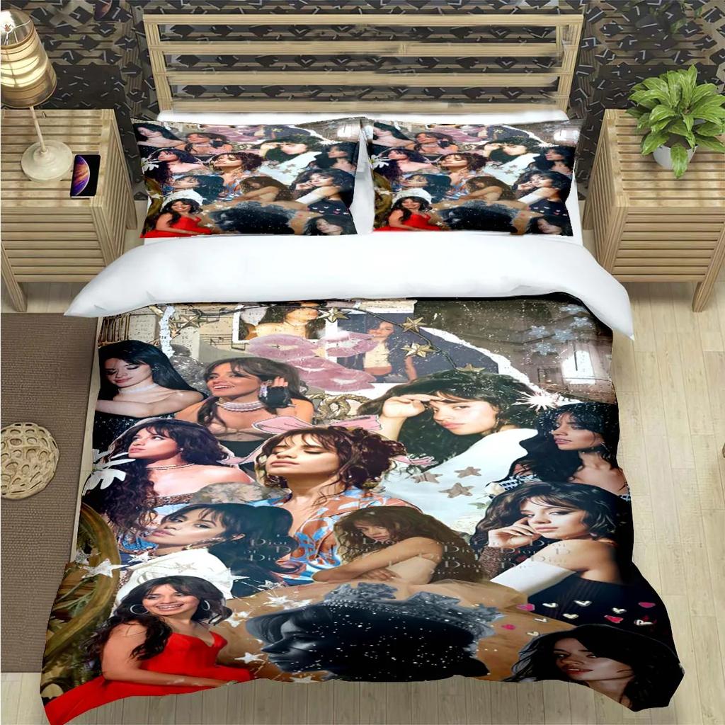 Popular Famous Singer C-Camila Cabello Print Bedding Sets Bed Supplie Set Comforter Set Teens Girls Twin Single Kid Gift