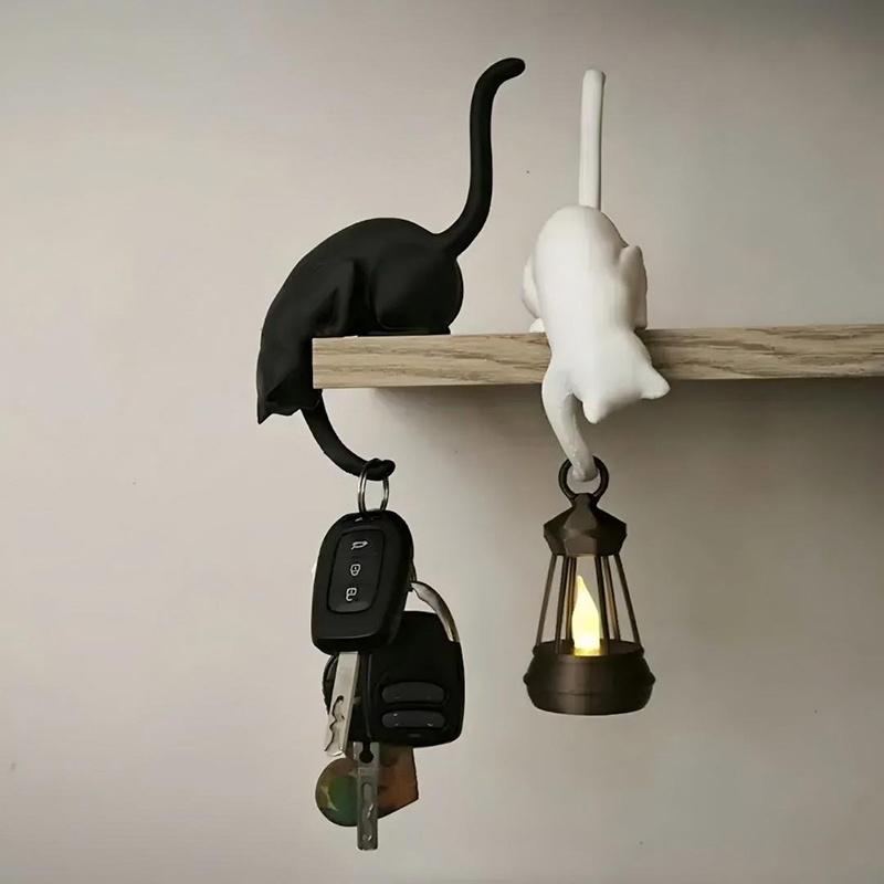 3D Printed Cat Inverted Hanging Ornament Hook - Cat-Shaped Storage Hook For Home Decor, Key, Indoor, Idea For Pet Lover