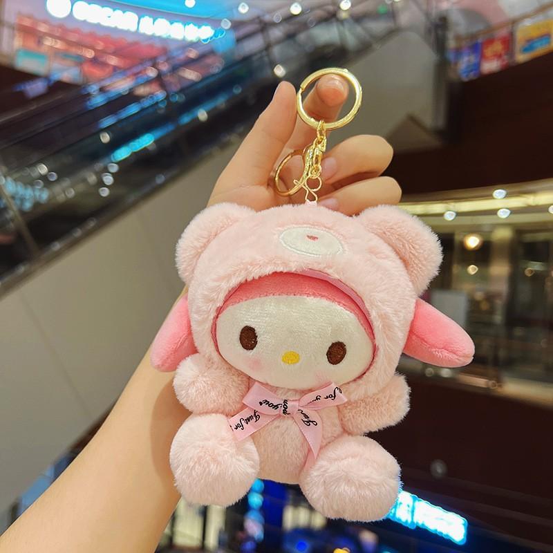 Sanrio Hello Kitty Cute Plush Toy Bag and Car Interior Accessories Decoration Cinnamoroll Cartoon Keychain Gift