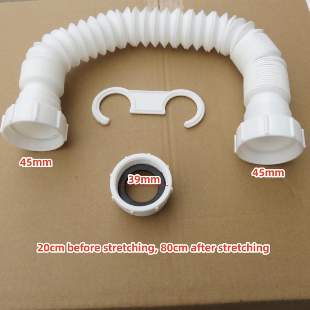 Kitchen Bathroom Basin Drain Pipe Retractable Flexible Sink Drain Pipe 1-1/2" 1-1/4" Garbage Disposal P-Trap With Adapter