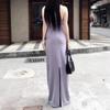 Summer new unique purple sleeveless neck sling long dress women's niche slim-fitting design dress
