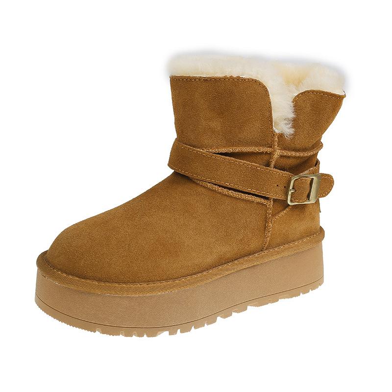 

Женская обувь Suding~ Sangpo зимние ботинки на толстой подошве 2025 новая зимняя бархатная утолщенная меховая интегрированная хлопковая обувь для Северо-Востока 35