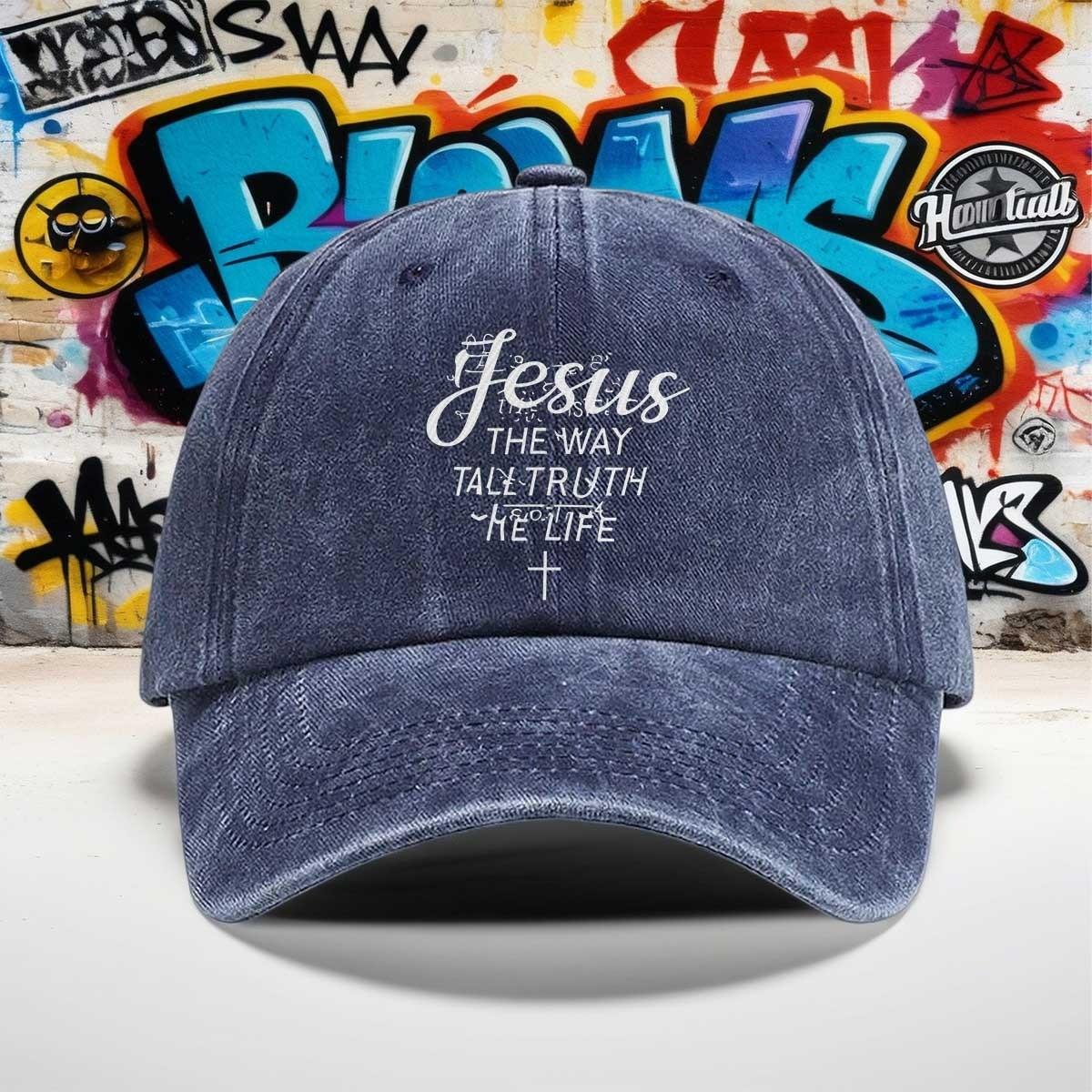 Jesus The Way The Truth The Life Washed Cotton Baseball Cap Adjustable Outdoor Street Style One Size