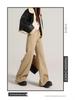 Khaki Micro-Flare Velvet-Lined Mid-Waist Slim-Fit Jeans for Women