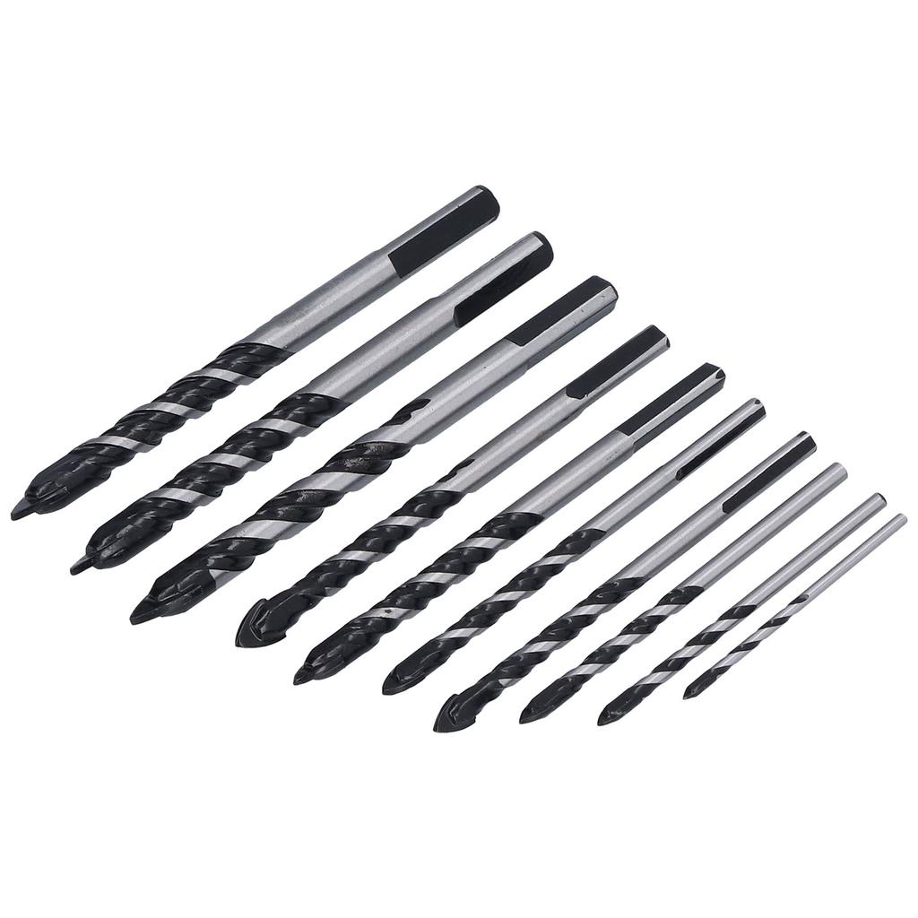 10 Stück Mauerbohrer-Set Industriestärke Hartmetallspitzen mit Aufbewahrungskoffer für Fliesen Ziegel Zement Beton