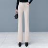 Women's High Waist Woolen Micro Flare Pants - Slimming, Casual, Versatile Drapey Design